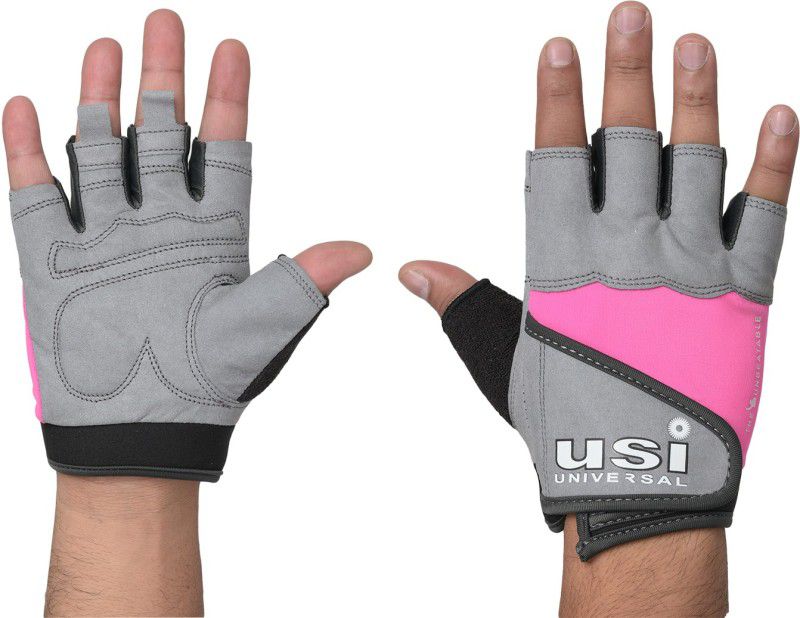 USI UNIVERSAL Gym Gloves , Queen Fitness Workout Powerlifting Gloves, Polyester, Foam Gym & Fitness Gloves  (Grey/Pink)