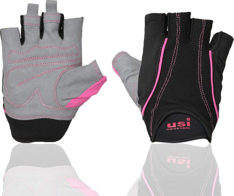 USI UNIVERSAL Gym Gloves , Monarch Fitness Workout Powerlifting Gloves, Polyester, Foam Gym & Fitness Gloves  (Black/Pink)