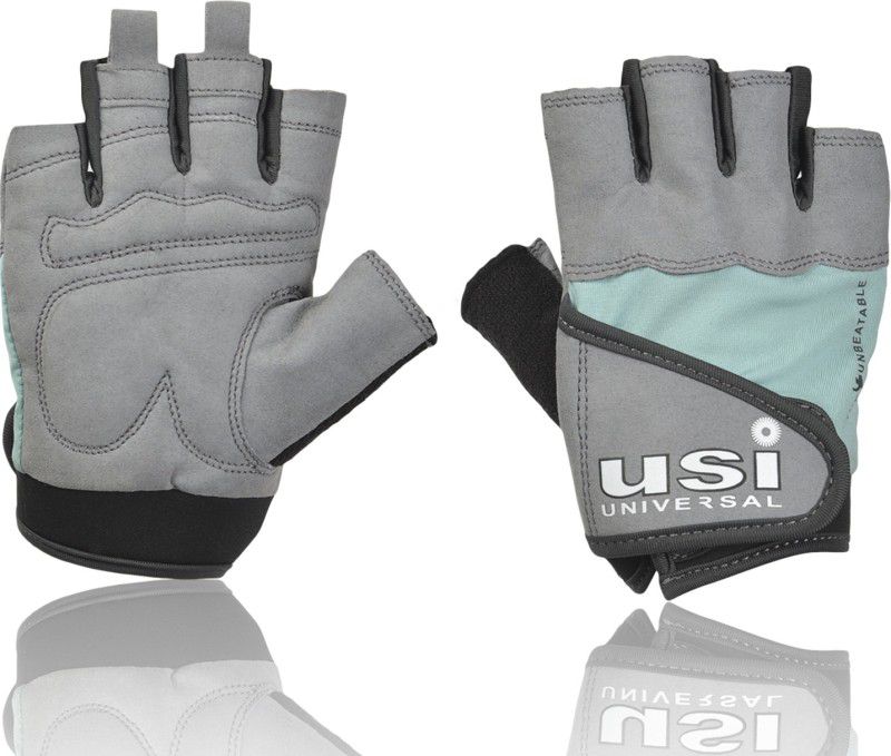 USI UNIVERSAL Gym Gloves , Queen Fitness Workout Powerlifting Gloves, Polyester, Foam Gym & Fitness Gloves  (Grey/Ice Blue)