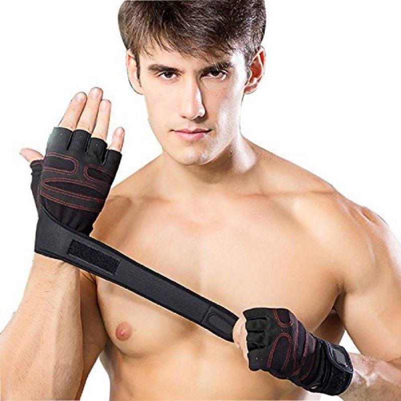 HOW(House Of Wishes) Leather Wrist Support Gym and Fitness Gloves Gym & Fitness Gloves  (Black)