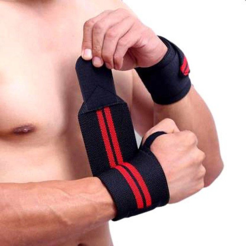 BMTRADING Wrist Supports Band Gloves Gym & Fitness Gloves  (Black, Red)