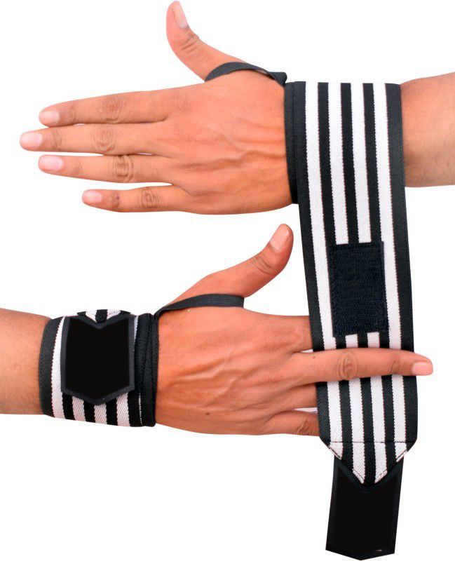 BM WORLD Wrist Support Band For Workout Gym Gloves Gym & Fitness Gloves  (White And Black)