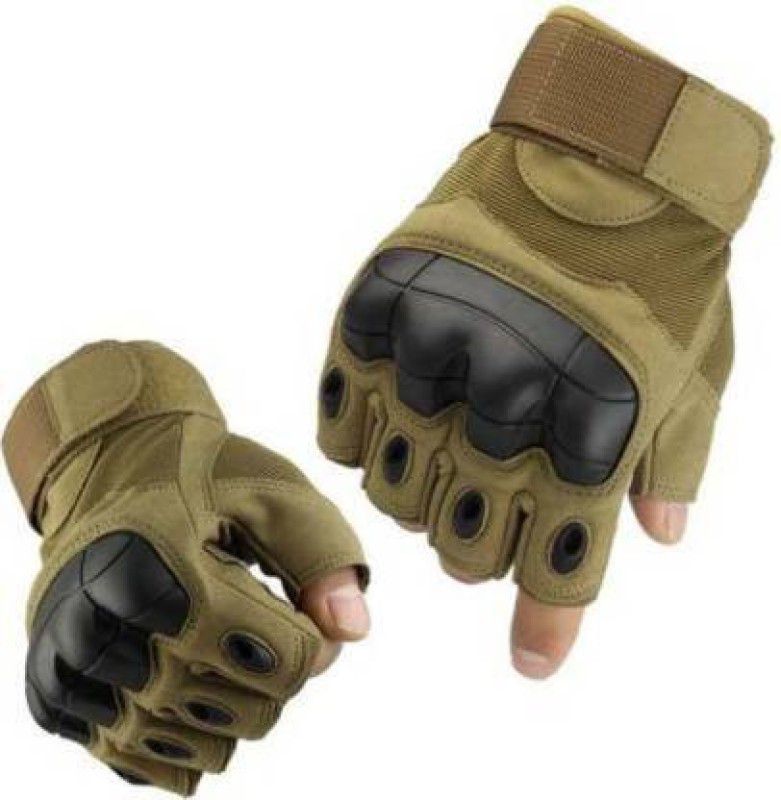 KradFit Half Finger Army Shooting Hunting Climbing Cycling Gym & Fitness Gloves(brown) Gym & Fitness Gloves  (Brown)