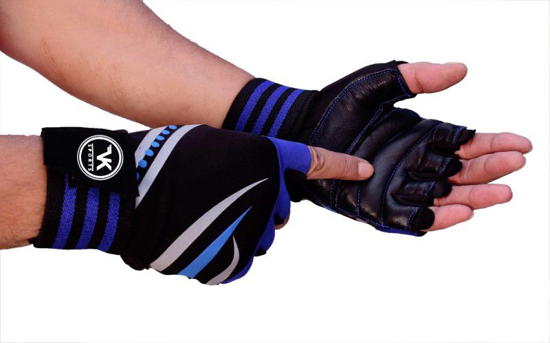 VK Sports Lycra Gym PRINT Gloves for Weightlifting, Crossfit, Fitness Gym & Fitness Gloves  (Blue)