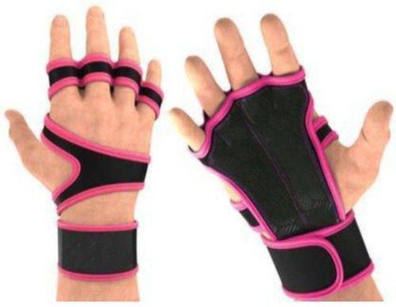 zaysoo Gloves with Wrist Support by Non-Slip Palm Gym & Fitness Gloves  (Black)