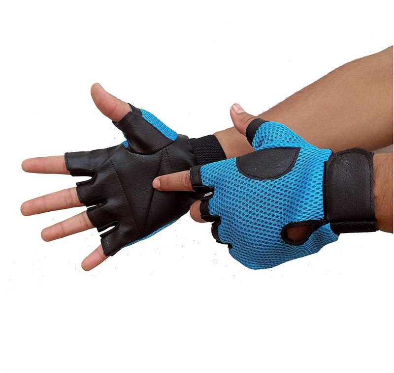 DreamPalace India Leather Netted Riding Gloves For Men & Women Riding Gloves  (Blue, Black)