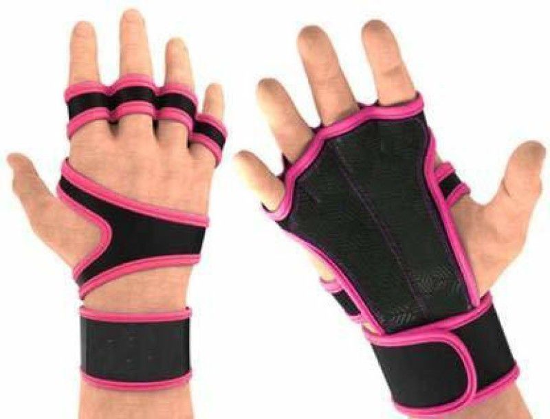 GymWar Workout Gloves With Wrist support For Gym Workout Pull Ups Cross Training Gym & Fitness Gloves  (Pink)