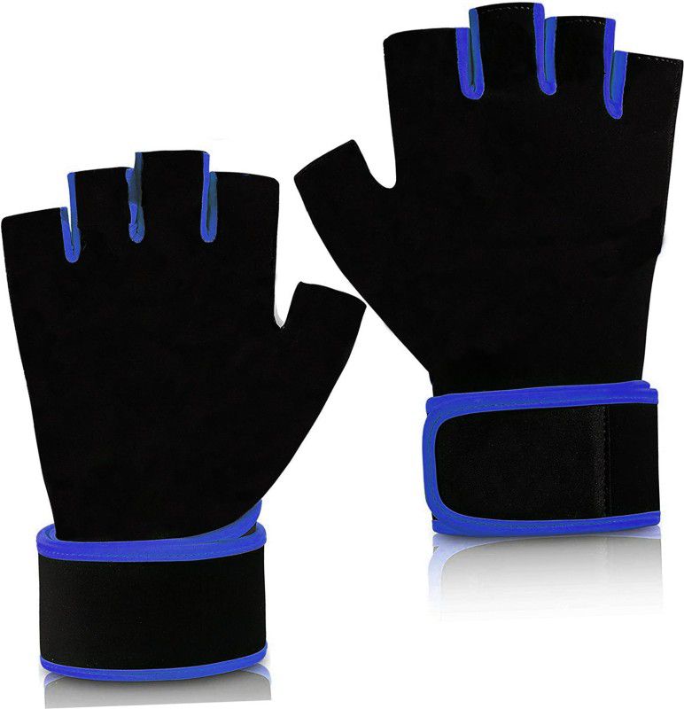 TRUE INDIAN Hot Sale Leatherite Gym Gloves for with Half-Finger Length, Training and Workout Driving Gloves  (blue black)