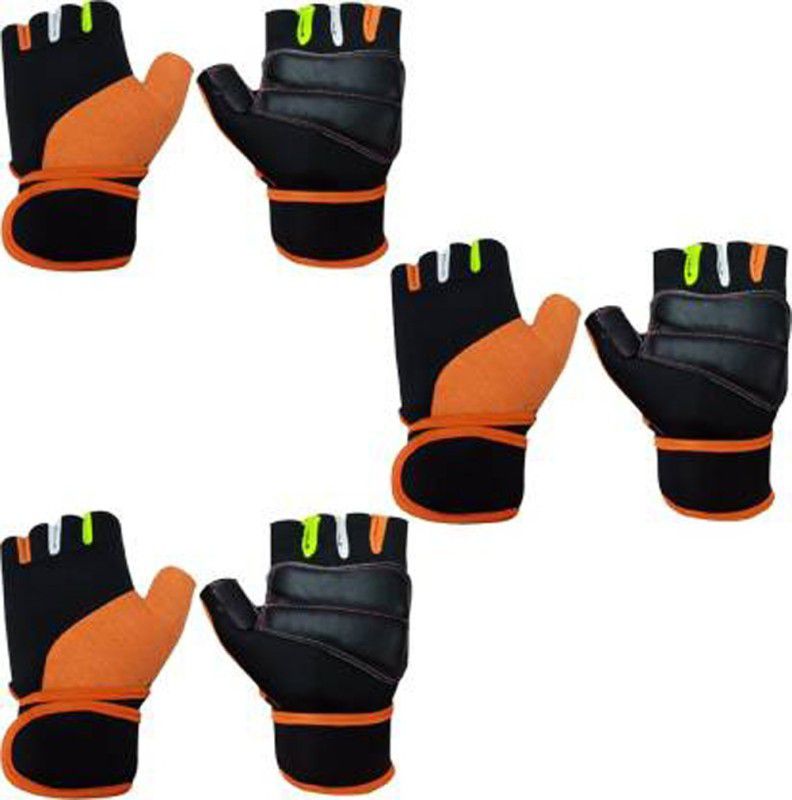 5 O' CLOCK SPORTS Lycra Gym Gloves 106 (Multicolor) (Pack Of 3) Gym & Fitness Gloves (Multicolor) Gym & Fitness Gloves  (Multicolor)