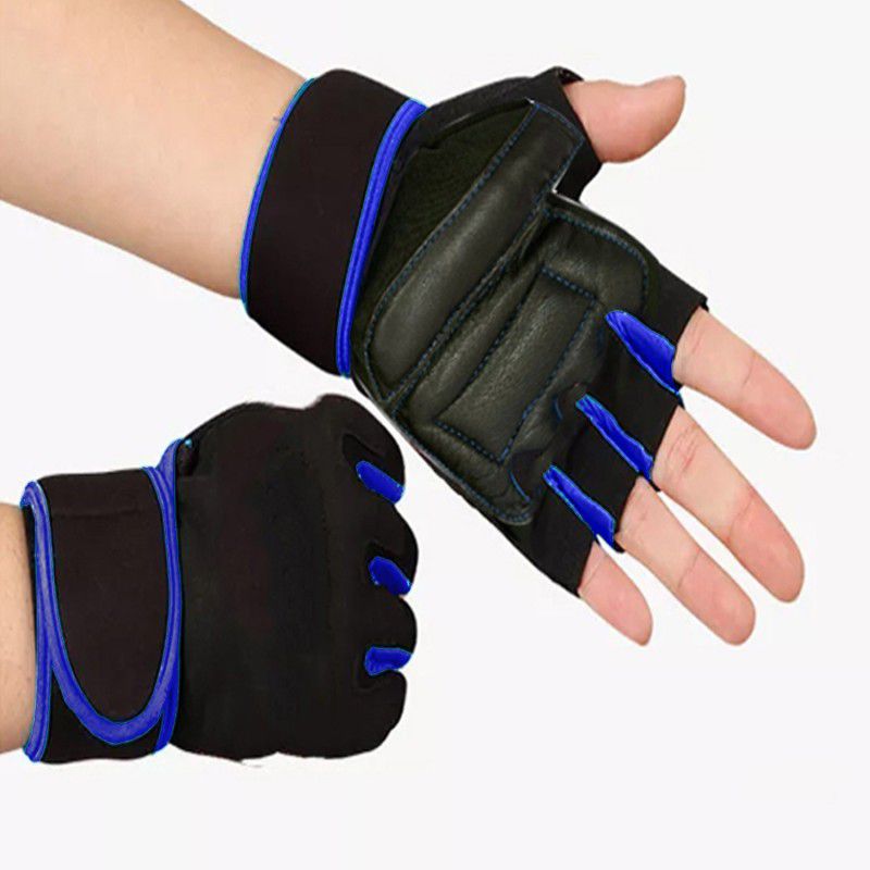 COOL INDIANS Workout Gloves with Wrist Support for Gym Workouts, Training for Men Women Gym & Fitness Gloves  (Blue)