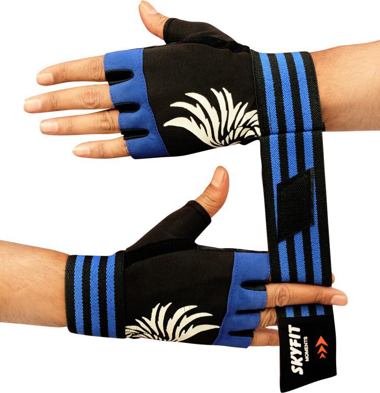SKYFIT Real Choice Comfortable Gym Sports Gloves Gym & Fitness Gloves  (Blue, Black)