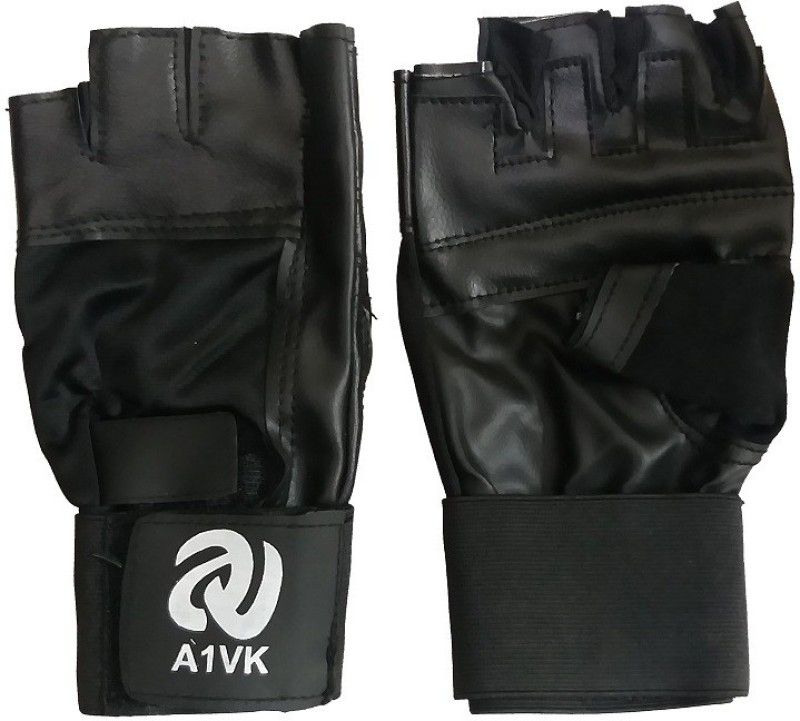 VK Black Gym Gloves gym equipment ( One Size ) Gym & Fitness Gloves  (Black)