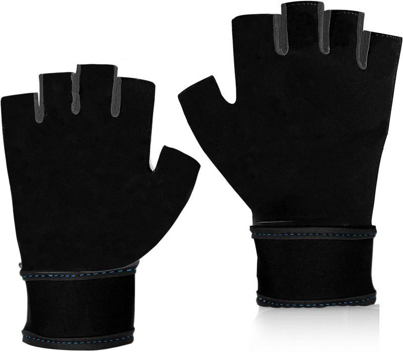TRUE INDIAN Hot Sale Leatherite Gym Gloves for with Half-Finger Length, Training and Workout Driving Gloves  (Black)