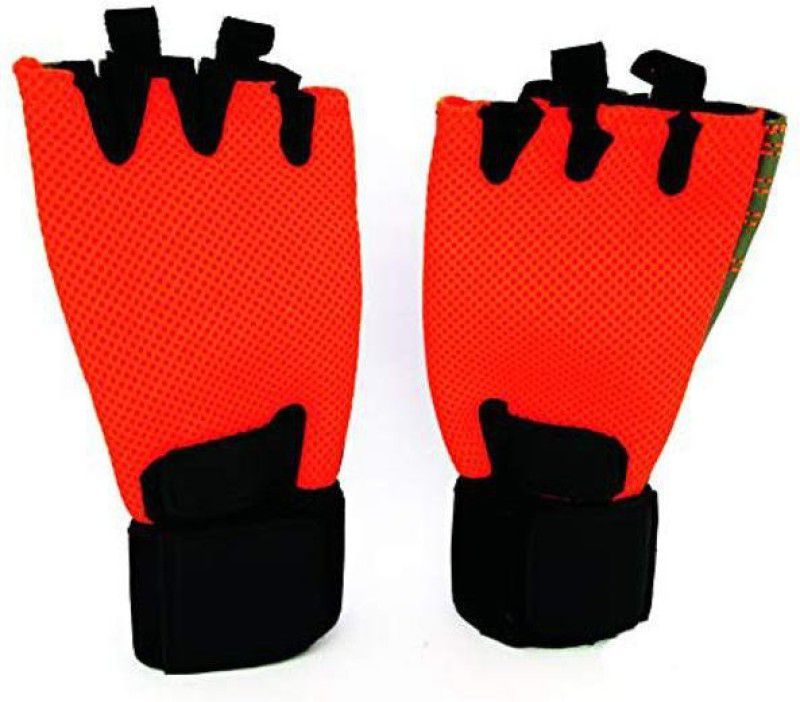 S and R Gym Gloves Gym & Fitness Gloves  (orenge, Black)