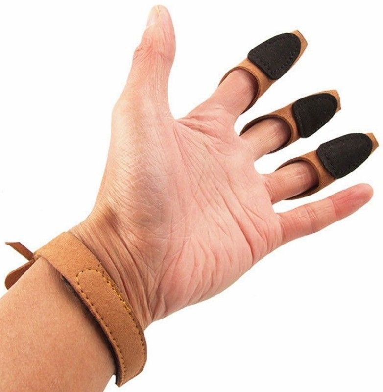 Nema Finger Tab Glove for Recurve Hunting Bow - Brown Archery Gloves  (Brown)