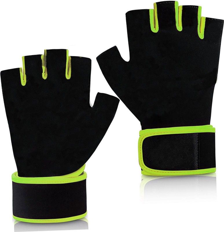 TRUE INDIAN Hot Sale Leatherite Gym Gloves for with Half-Finger Length, Training and Workout Driving Gloves  (green black)