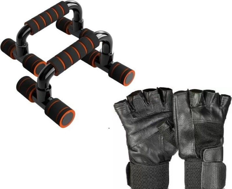 EMMKITZ Combo big push up bar with gym gloves Home Gym Kit Gym & Fitness Kit Gym & Fitness Gloves  (Black)