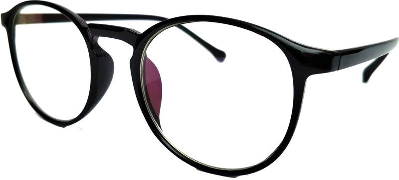 Full Rim Round Anti Glare & Blue Cut Frame For Men & Women  (55 mm)
