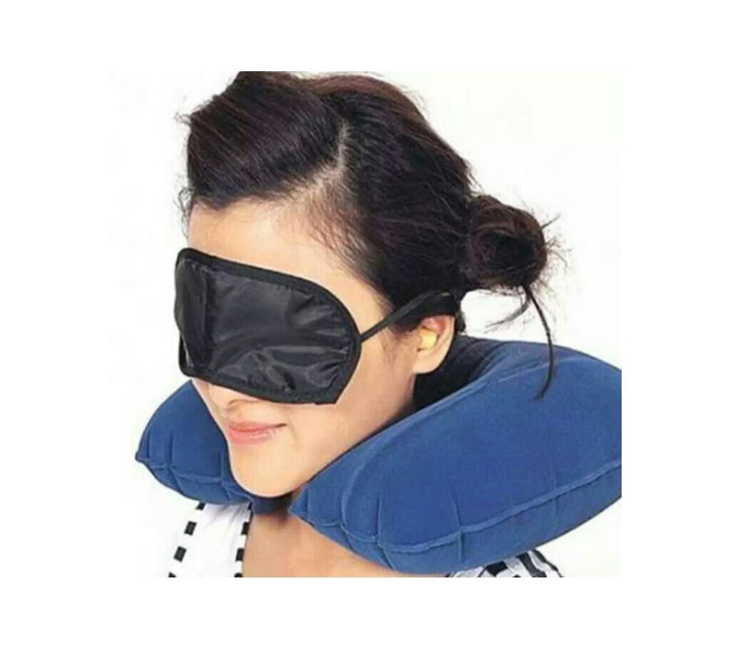 3 in 1 inflatable Travelling Pillow Set with eye mask & Ear plug