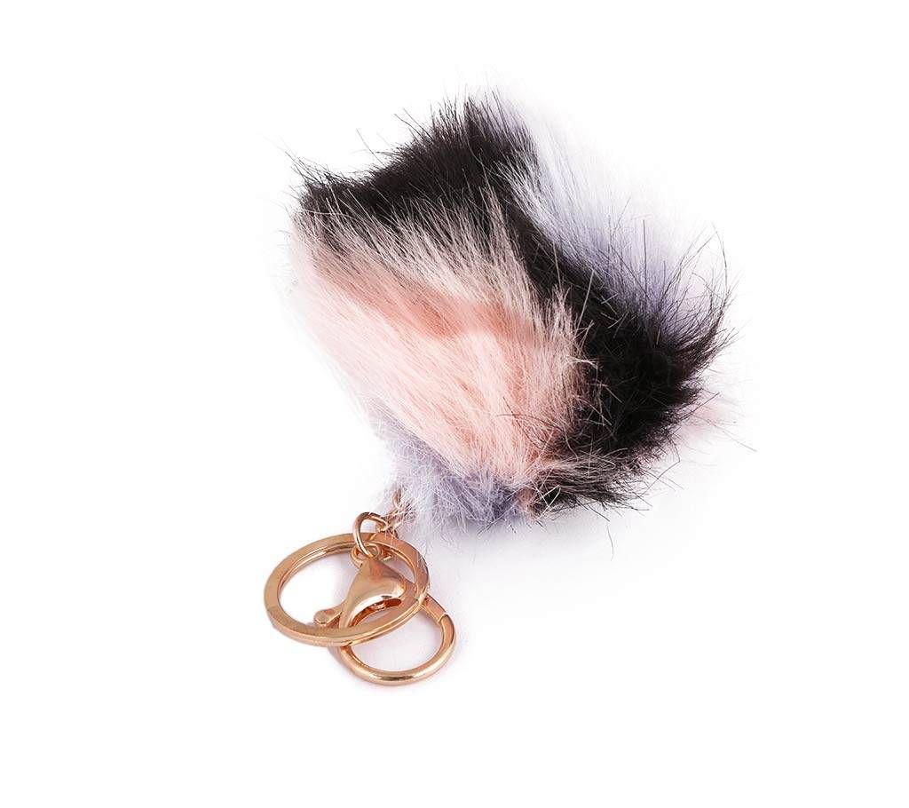 Rainbow Pompom Key Ring