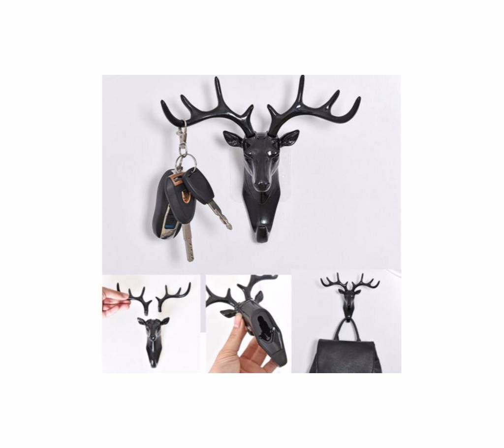 Deer Head Wall Door Hooks Hanger For Key Clothes Coat Hat Bags Towel Decor