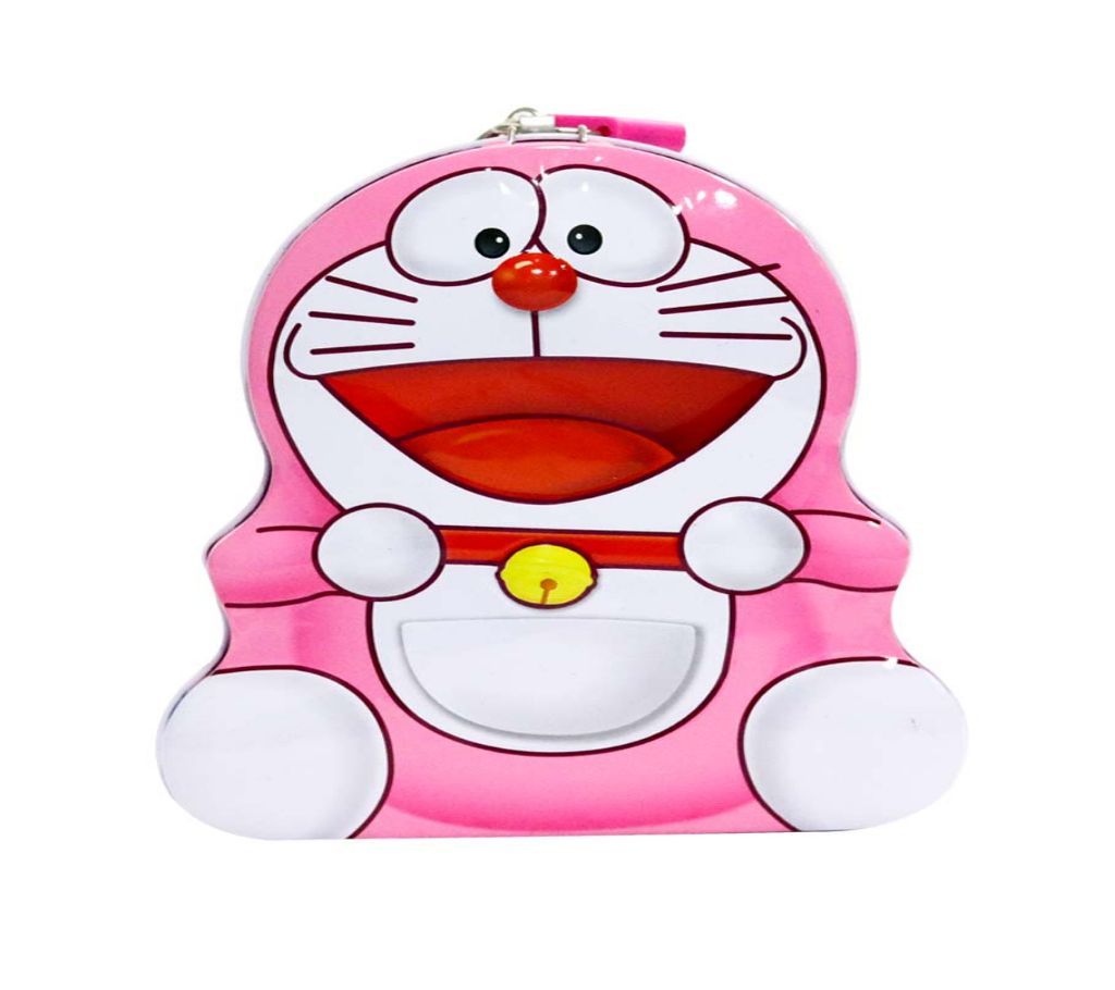 Metal Doremoon Shape Piggy Bank Coin Safe Storage Box with Lock