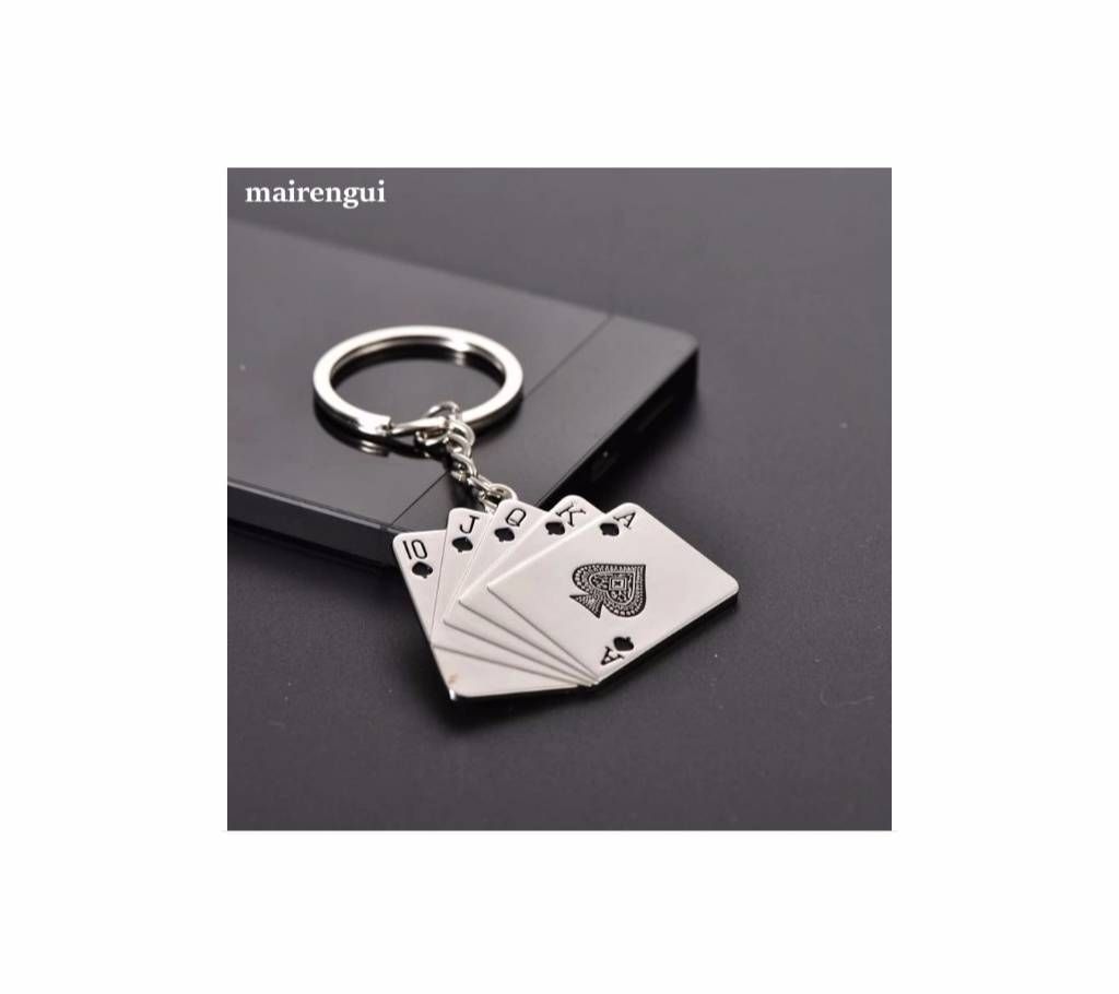 Metal straight poker Keychain holder