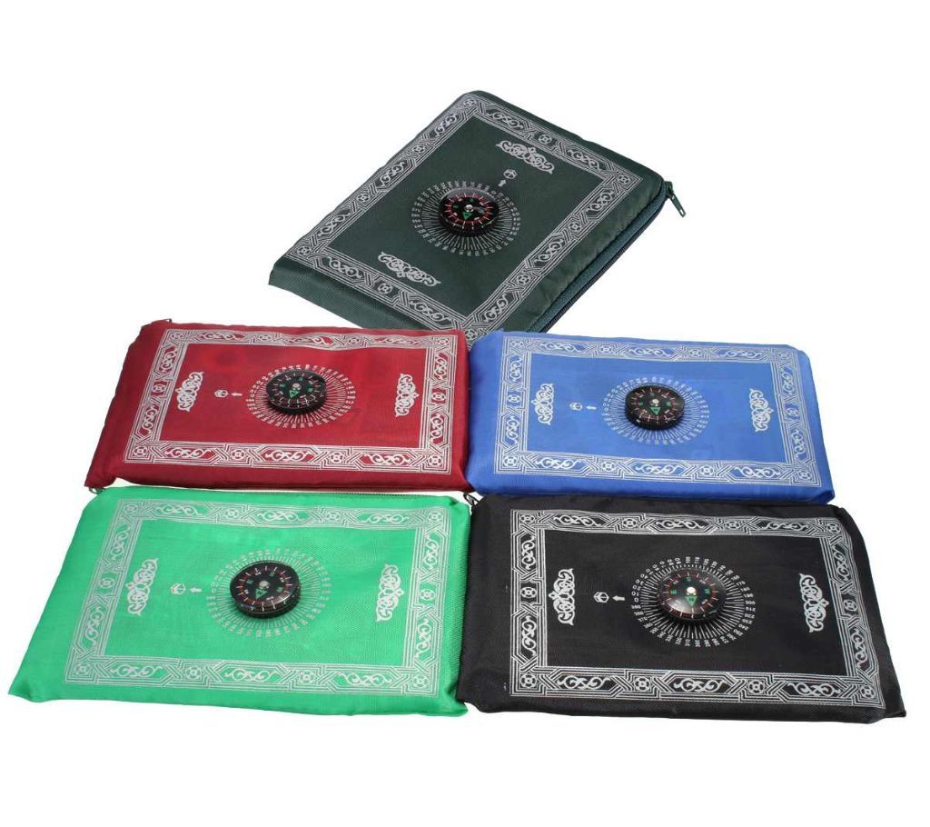 Easy-Carry Muslim-Prayer Mat, Pocket Folding Blanket with compass