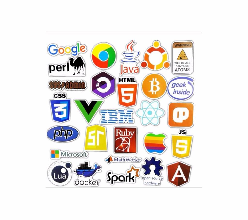 50 Pcs Programming Logo Cool Stickers for Laptop Car Motorcycle