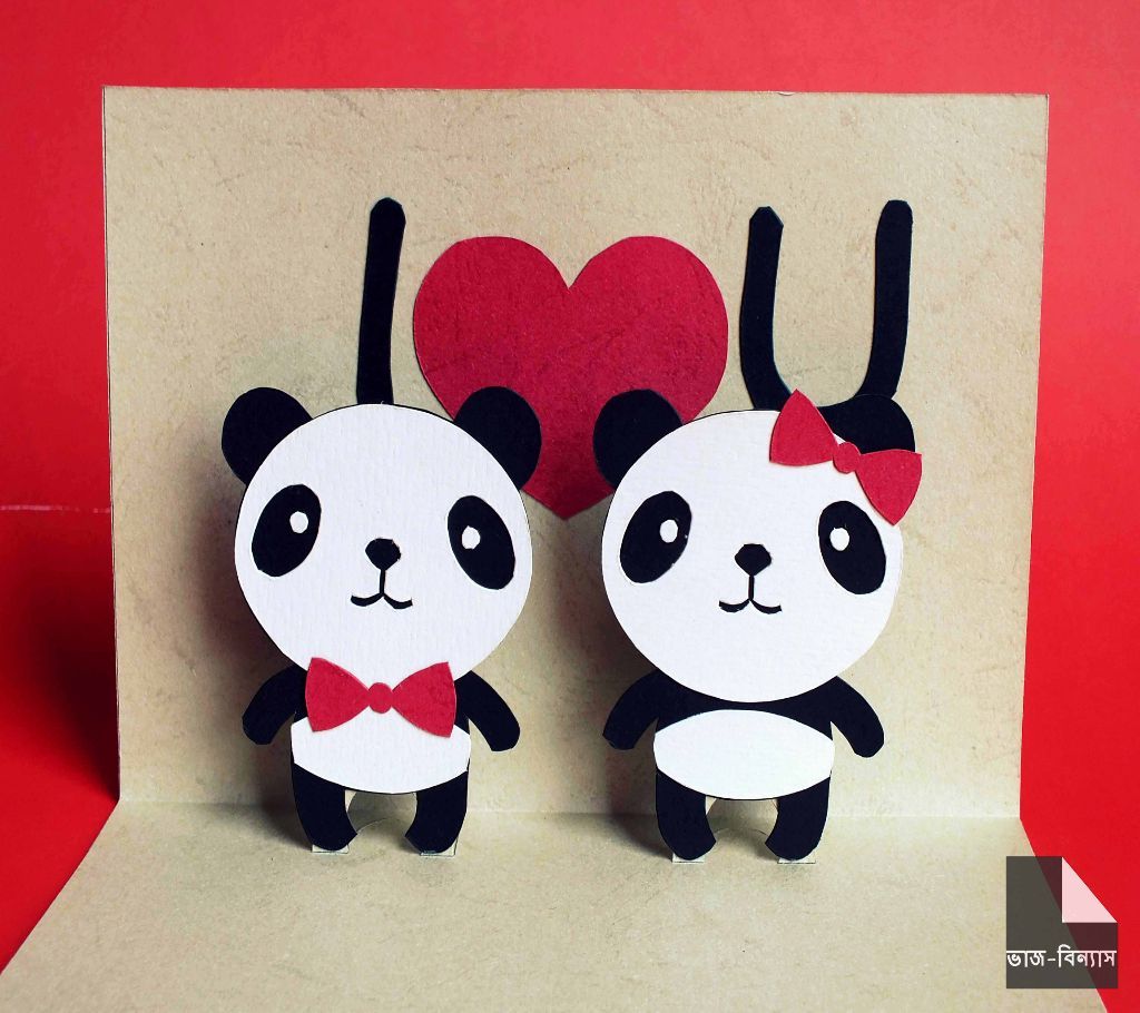 Panda Couple Love 3D Pop-up Card