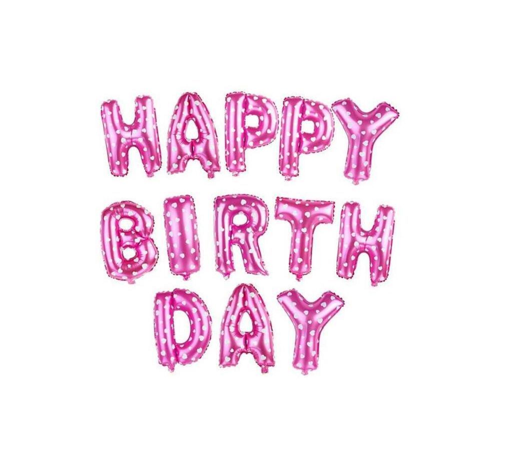 Happy Birthday Foil Balloon (Pink with dotted)