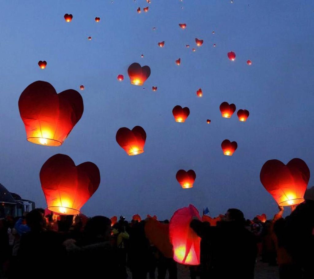 Heart Shape Sky Lantern Fanush 3 Pice