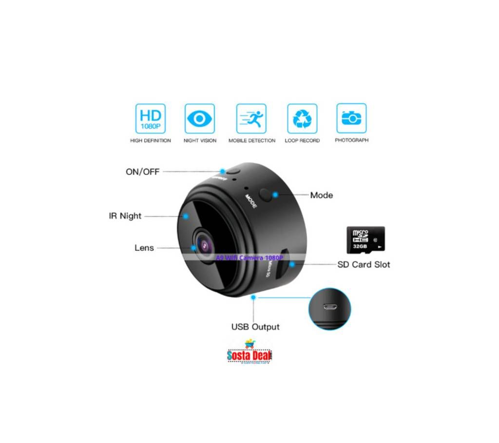A9 WiFi Mini Spy Magnet Camera HD 1080