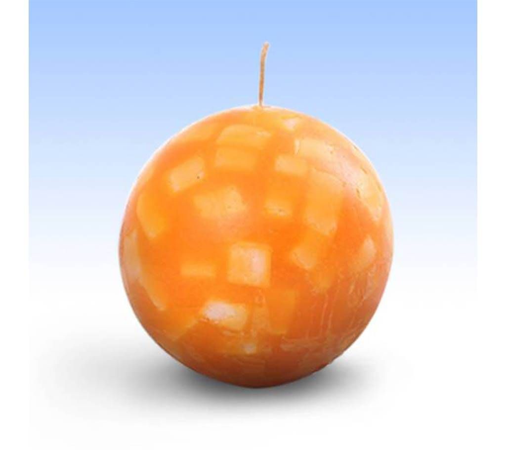 3 Inch Mosaic Ball Pillar Candle - Orange