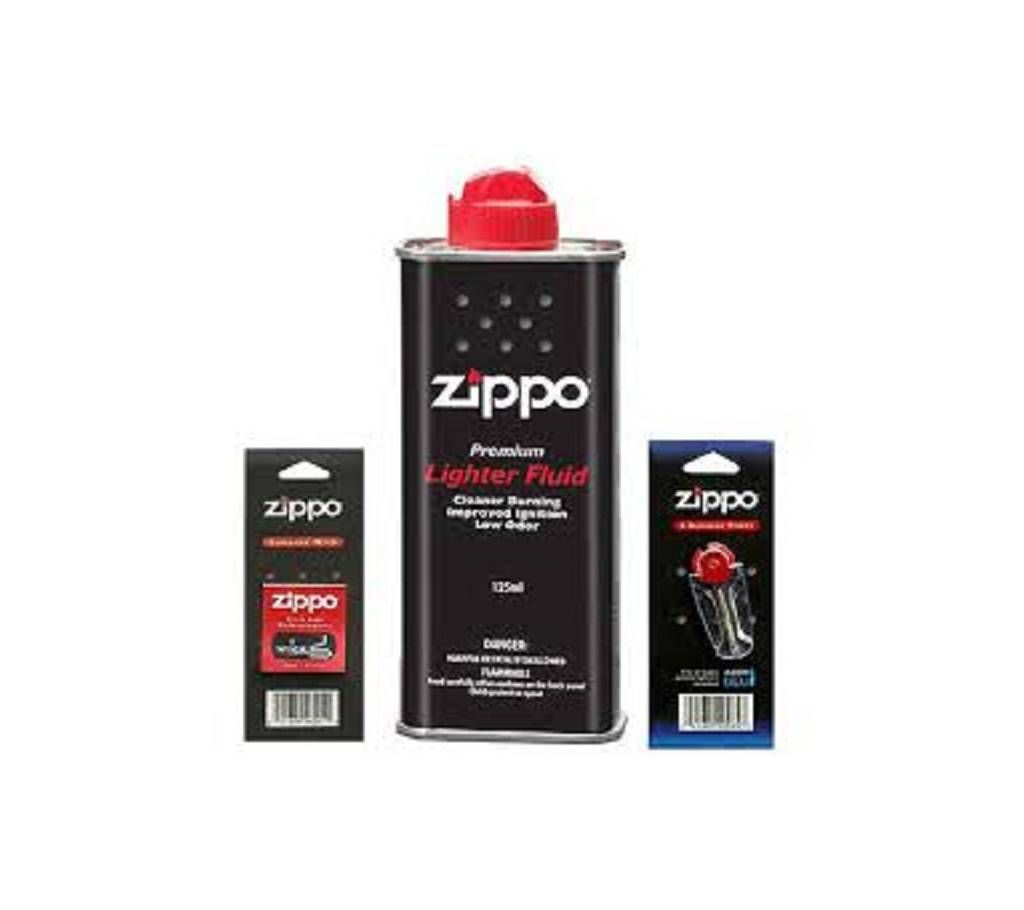 Zippo FLINT pack,FLUID can, WICK pack Combo Offer