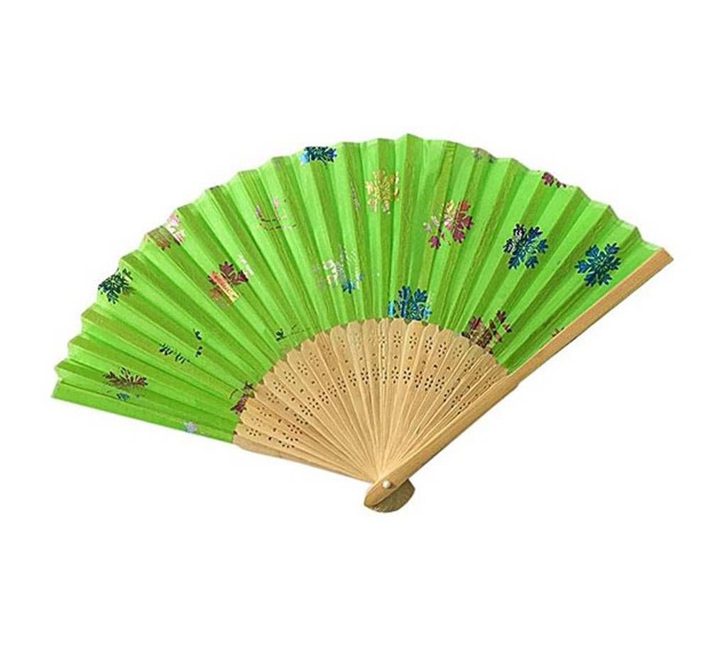 Flower Fabric wood Pocket Fan 
