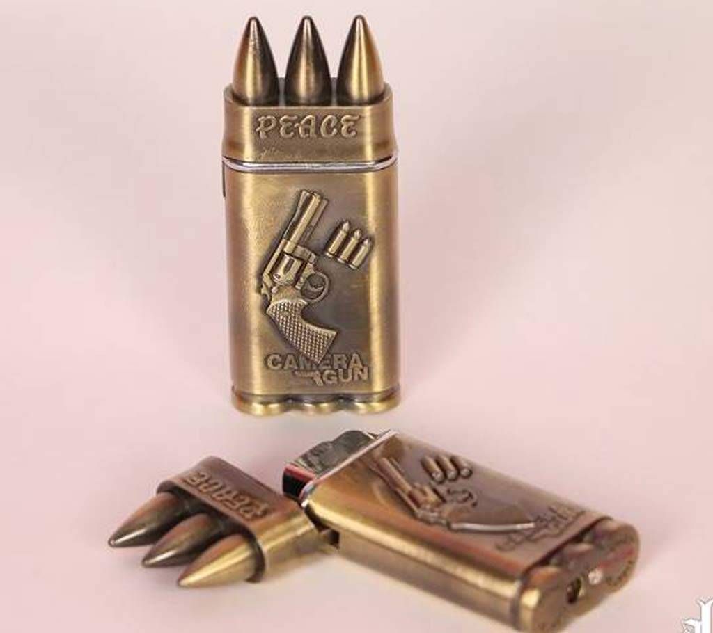Pistol And Bullets Designed Metal Gas Lighter