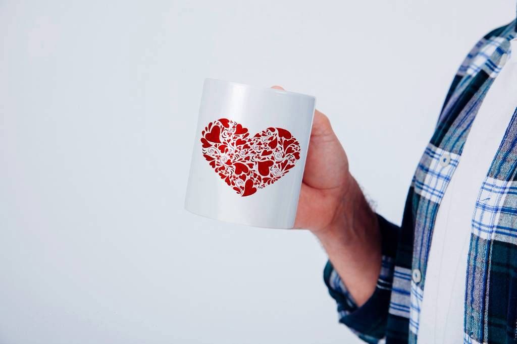 Customized Printed Mug - Heart white
