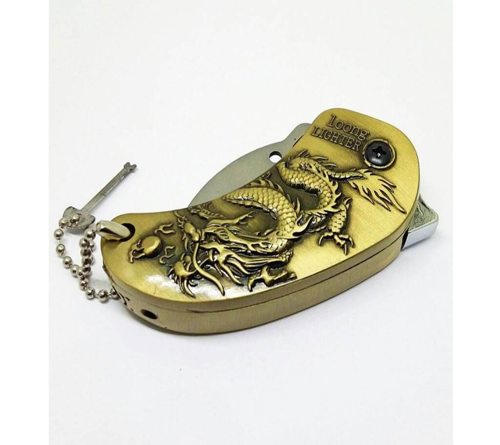 Metal Gas Lighter with Knife