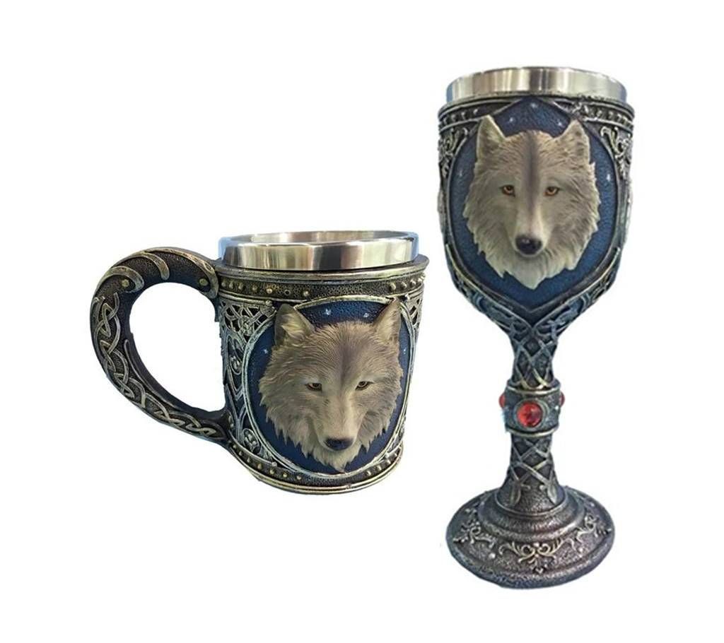 3D Wolf Head Drinking Steel Mug