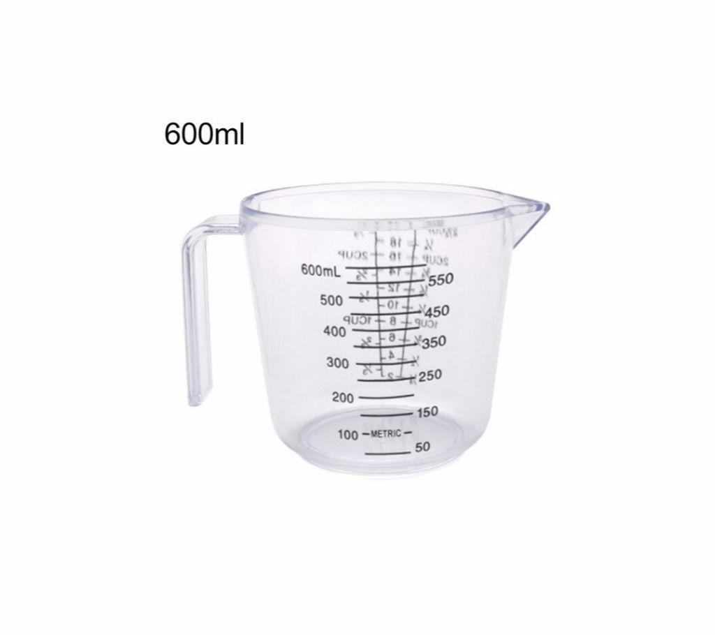 600ml Plastic Handle Transparent Water Milk Measuring Scale Mug