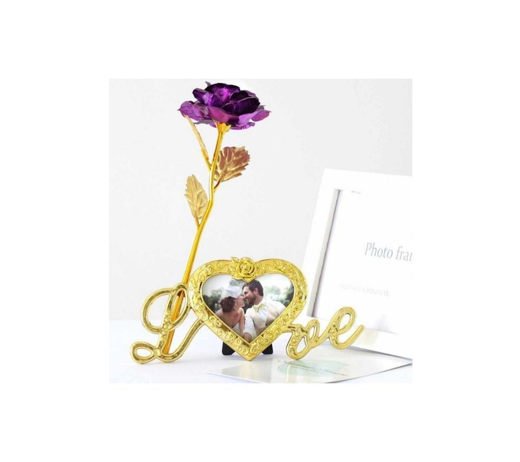 24K Gold Plated  FOIL ROSE FOR VALENTINES DAY GIFT with Photo frame