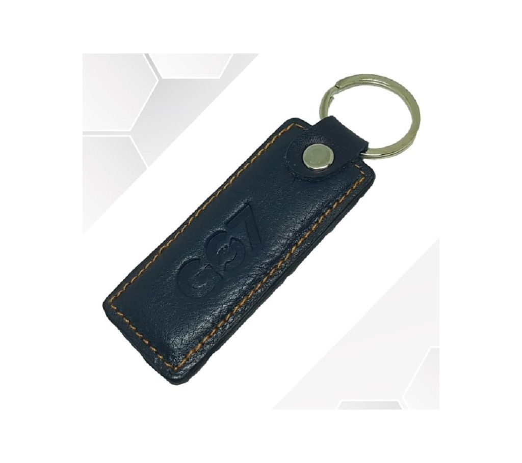 Dark Blue Leather Key Ring