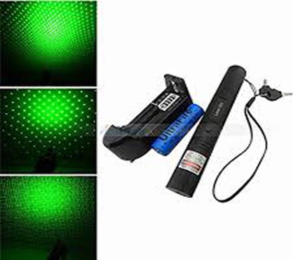 HY 303 Focus Green Laser Adjustable Pointer With 18650 Battery And Charger