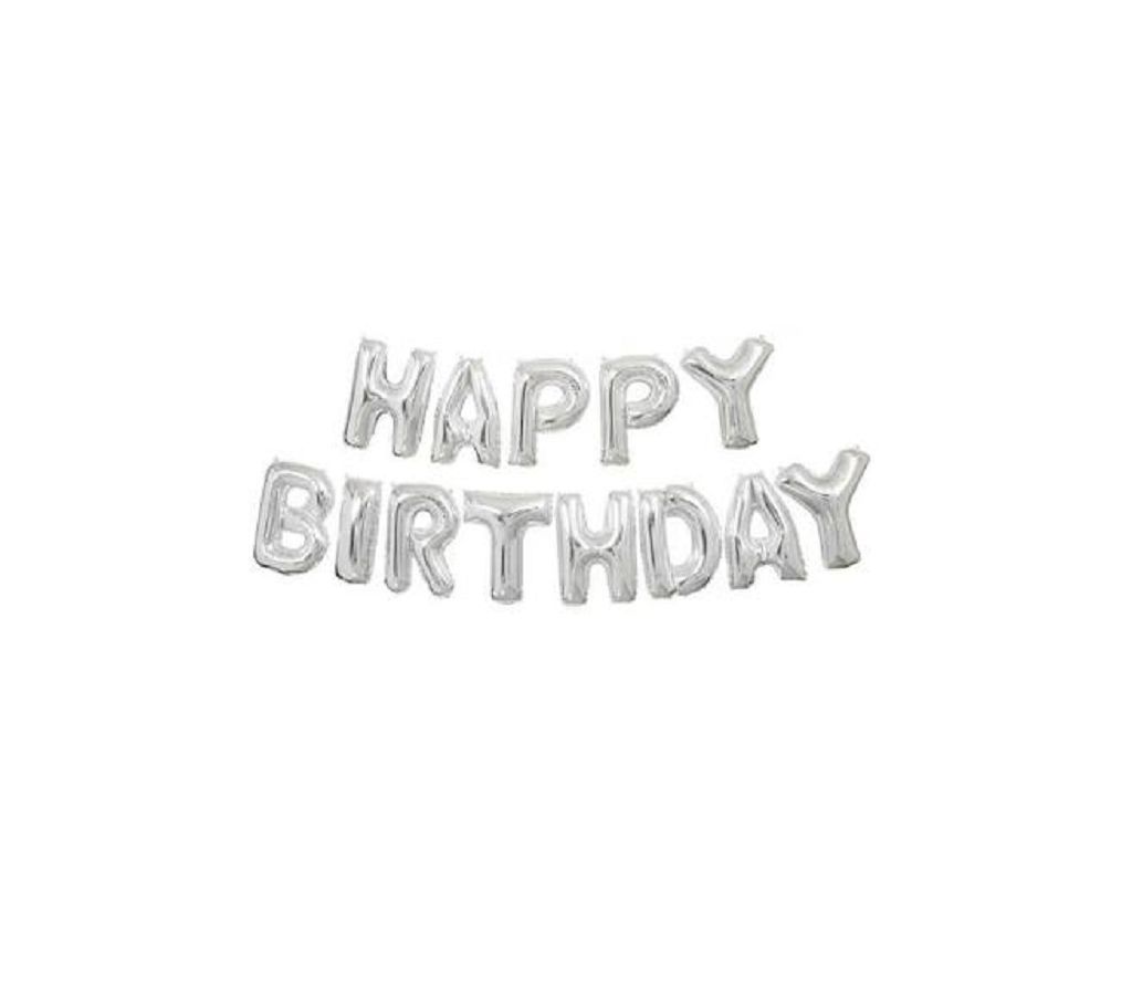 Foil Silver Happy Birthday Letter Balloon Banner Kit