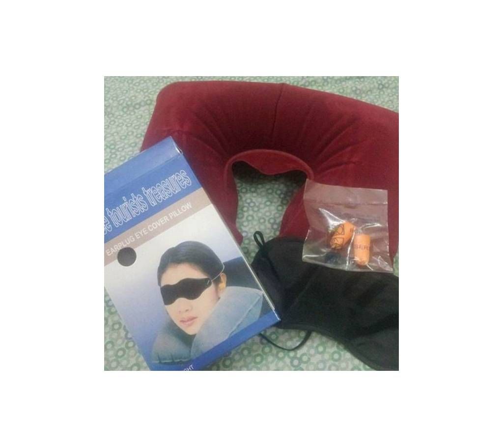 Ear Plug Pillow and Eye Cover Travel Pack Set