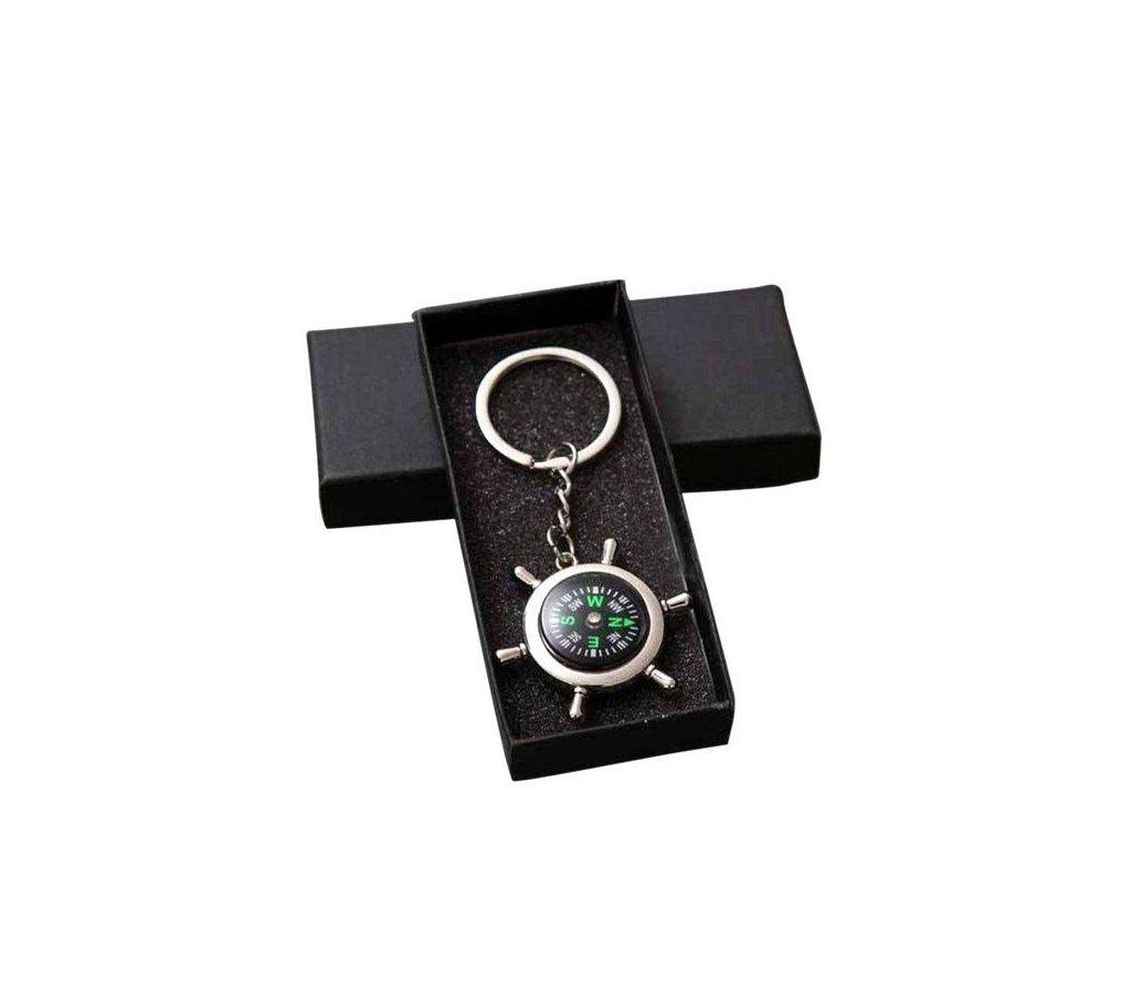 Compass Key Ring  Silver