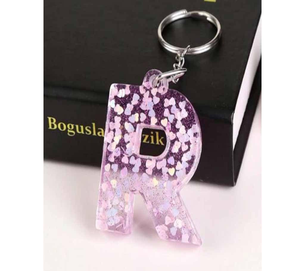 1PC R Letter glitter resin Keychain