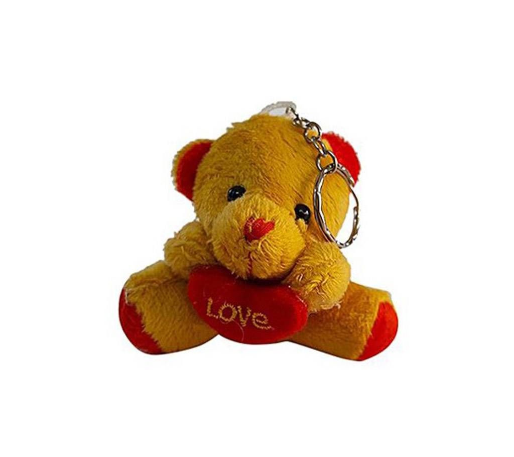 Litter teddy keyring with heart - brown