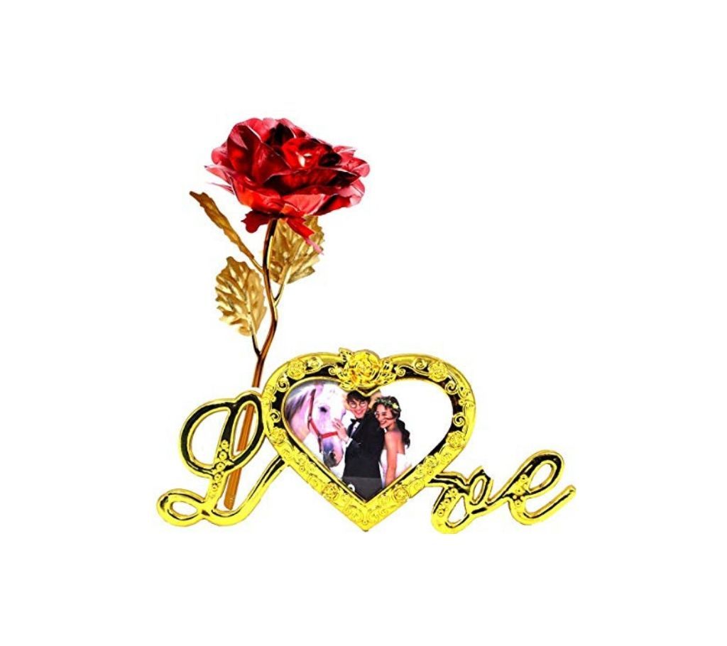 24 K Gold Plated Foil Rose for Valentines Day Gift with Photo Frame